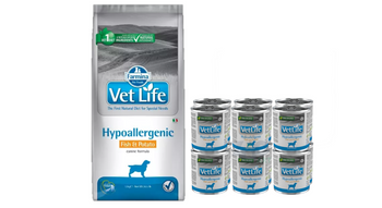 FARMINA Vet Life Dog Hypoallergenic Fish & Potato 12kg + 6x300g Farmina Vet Life Hypoallergenic Fish & Potato Dog