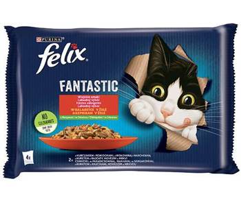 FELIX Fantastické želé z kuracieho a hovädzieho mäsa 4x85g