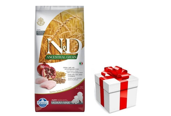 Farmina N&D Ancestral Grain canine Puppy M/L Chicken & Pomegranate 12 kg + prekvapenie pre vášho psa GRATIS