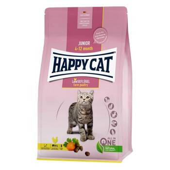 HAPPY CAT Junior suché krmivo pre mačiatka vo veku 4-12 mesiacov hydina 10kg + prekvapenie pre mačku ZDARMA