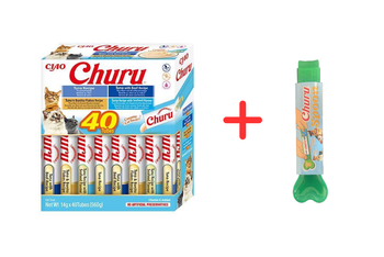 INABA Churu pre mačky - zmes príchutí s tuniakom 40x14g + servírovacia lyžica GRATIS