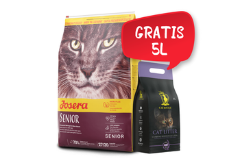 JOSERA Carismo Senior 10kg +  Cat Royale Levanduľová bentonitová podstielka 5l GRATIS