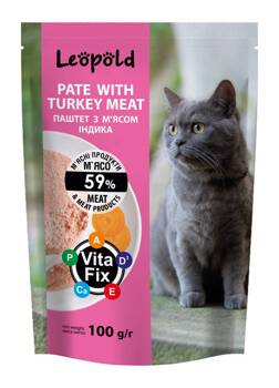 Leopold mäsová paštéta s morčacím mäsom pre mačky 100g