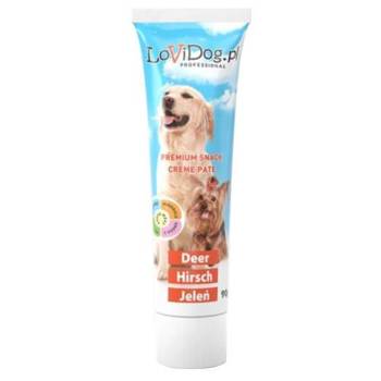 Lovi Dog Snack Creme Pate Dear - paštéta pre psov v tube, s jeleňom, vitamínmi a Omega-3 90g