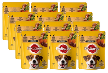 PEDIGREE Adult sáčok 12x100g - vlhké krmivo pre psov s kuracím mäsom a zeleninou v omáčke