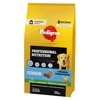 PEDIGREE® Junior Professional Nutrition 12 kg s hydinou a zeleninou - suché kompletné krmivo pre šteňatá veľkých a stredných plemien