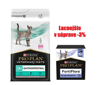 PRO PLAN Veterinary Diets EN St/Ox Gastrointestinal Suché krmivo pre mačky 5kg + PRO PLAN FortiFlora Probiotický doplnok pre mačky 30x1g