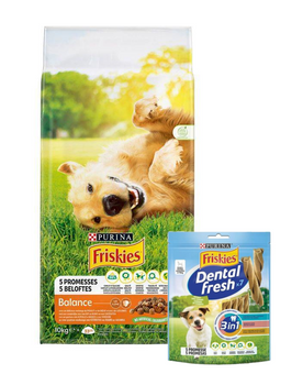 PURINA Friskies Balance 15kg + PURINA Friskies DentalFresh 3v1 S 110g