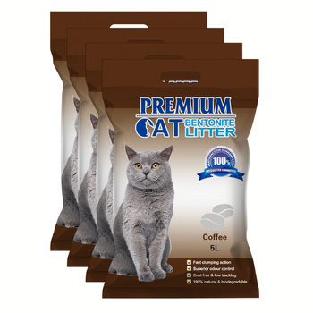 Premium Cat Clumping Bentonite Litter - Káva pre mačky 4x5L
