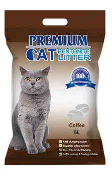 Premium Cat Clumping Bentonite Litter - Káva pre mačky 5L