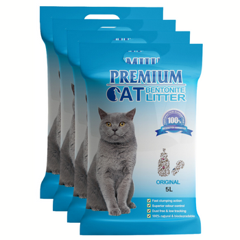 Premium Cat Clumping Bentonite Litter - Natural pre mačky 4x5L