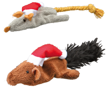 TRIXIE Vianočný plyšový maskot - myš a veverička pre mačky