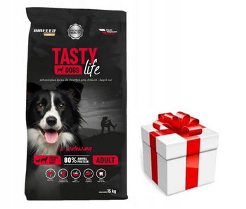 Tasty Dogs Life krmivo pre psov s hovädzím mäsom 15 kg (stredné a veľké plemená) + prekvapenie pre vášho psa GRATIS