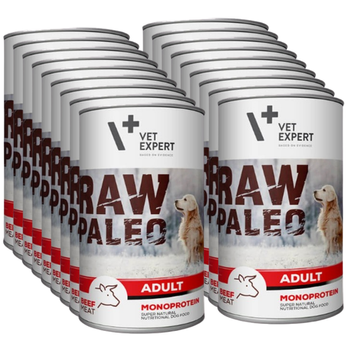 Vetexpert RAW PALEO adult beef 18x400g - konzervované hovädzie mäso