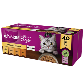 WHISKAS Adult sáčky 40 x 85 g Hydinové hranolky - vlhké krmivo pre dospelé mačky, v želé (kúsky s: kuracím, morčacím, hydinovým, kačacím mäsom)