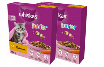 WHISKAS Junior 2x800 g - suché krmivo pre mačiatka s lahodným kuracím mäsom