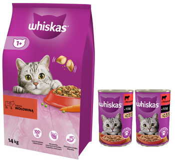 Whiskas Adult s hovädzím mäsom 14 kg + 2xWHISKAS Adult 400g